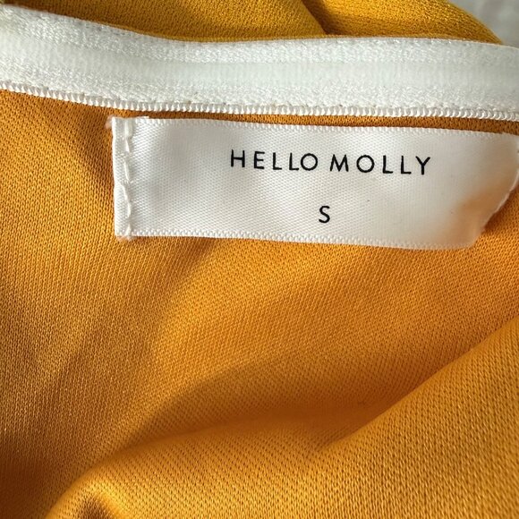 Hello Molly Yellow One-Shoulder Ruffle Midi Dress S Polyester Formal Partywear - Picture 4 of 5